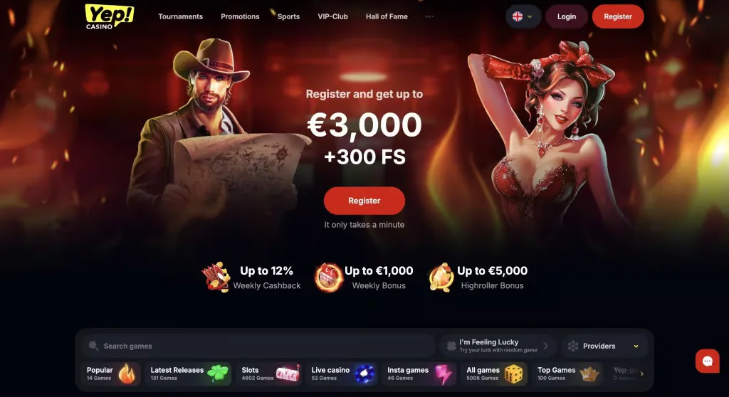 Yep Casino – kazino online Shqipëri me bonus 3.000€ + 300 rrotullime falas